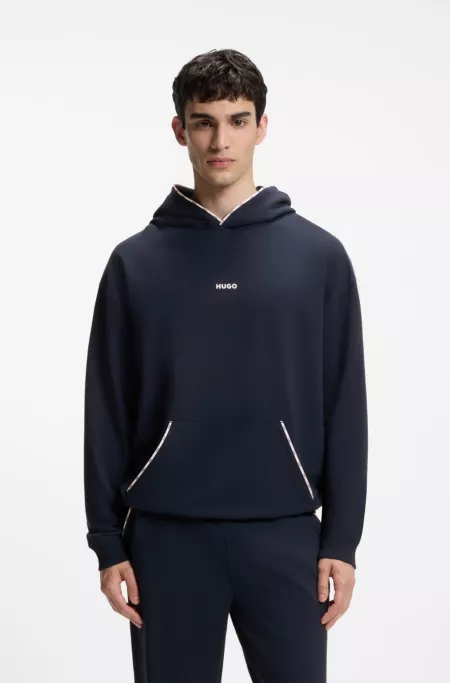Relaxed-fit hoodie with branded contrast piping