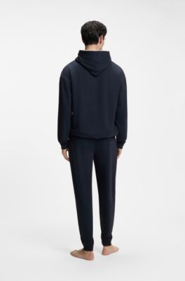 Relaxed-fit hoodie with branded contrast piping, Dark Blue