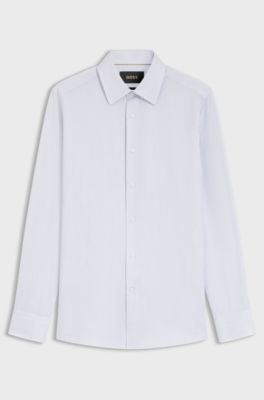 Slim-fit shirt in striped Italian-made cotton, White