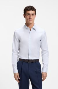 Slim-fit shirt in striped Italian-made cotton, White