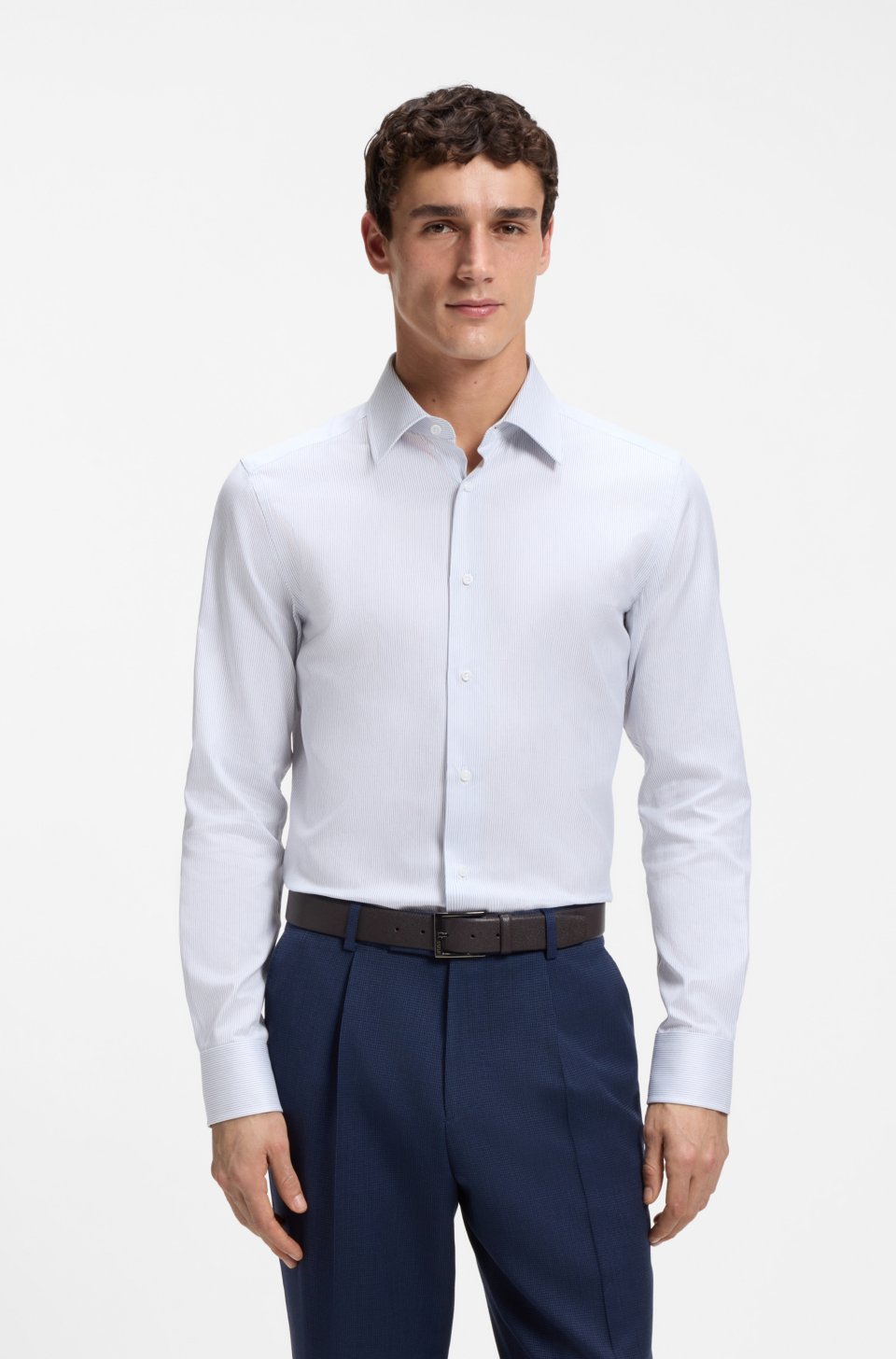 Slim-fit shirt in striped Italian-made cotton