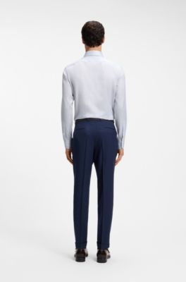 Slim-fit shirt in striped Italian-made cotton, White