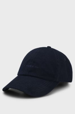 Gorra de pana de algod&oacute;n suave con logo bordado, Azul oscuro