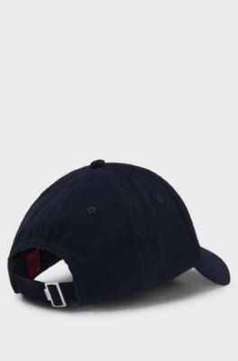 Gorra de pana de algod&oacute;n suave con logo bordado, Azul oscuro
