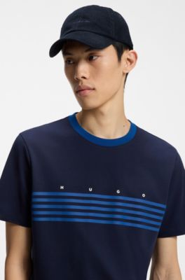 Gorra de pana de algod&oacute;n suave con logo bordado, Azul oscuro