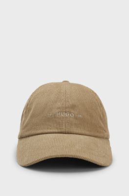 Soft cotton corduroy cap with embroidered logo, Beige