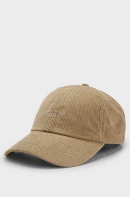 Soft cotton corduroy cap with embroidered logo, Beige