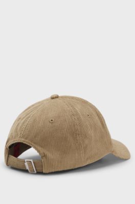 Soft cotton corduroy cap with embroidered logo, Beige