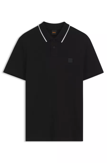 Cotton-piqué polo shirt with contrast collar stripe