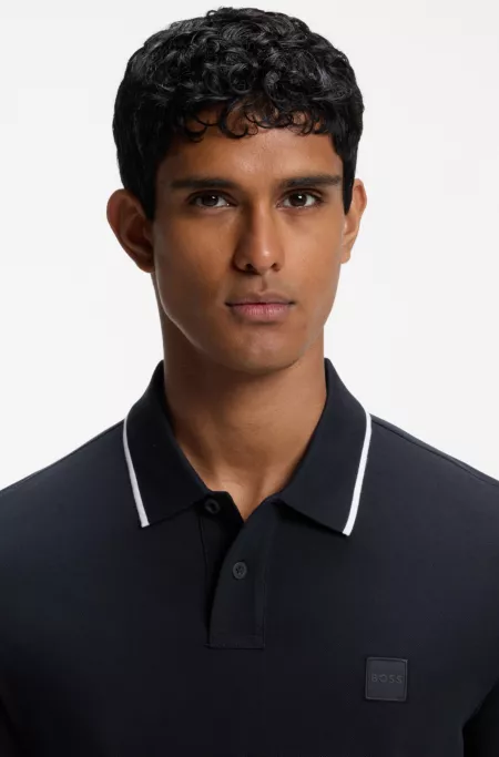 Cotton-piqué polo shirt with contrast collar stripe