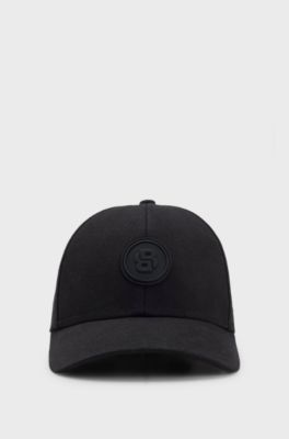 Cotton-canvas cap with Double B monogram badge, Black