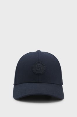 Cotton-canvas cap with Double B monogram badge, Dark Blue