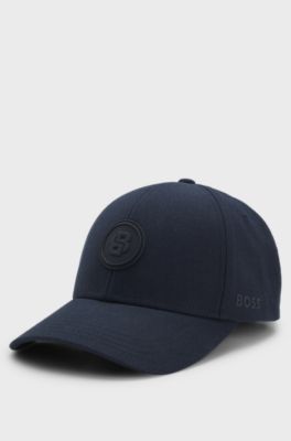 Cotton-canvas cap with Double B monogram badge, Dark Blue
