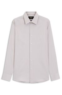 Slim-fit shirt in a structured cotton blend, Light Beige