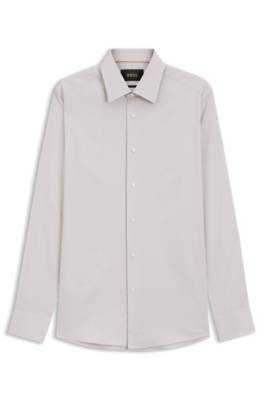 Slim-fit shirt in a structured cotton blend 1