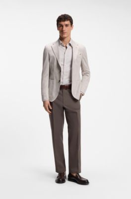 Slim-fit shirt in a structured cotton blend, Light Beige