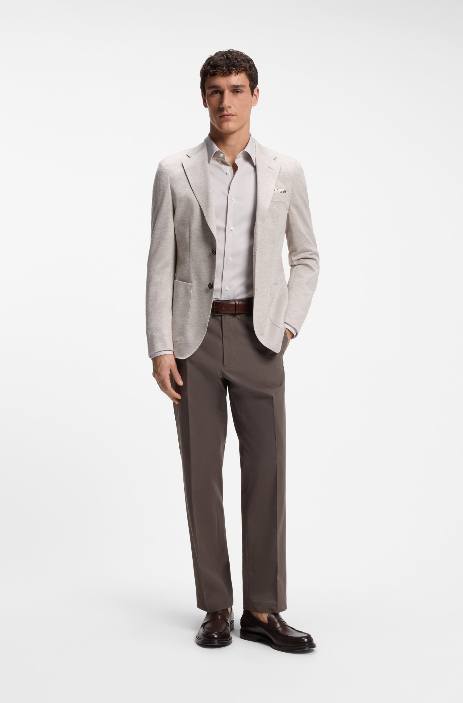 Boss Slim-fit shirt in a structured cotton blend skjortor & blusar herr – bild 2