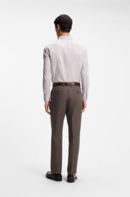 Slim-fit shirt in a structured cotton blend, Light Beige