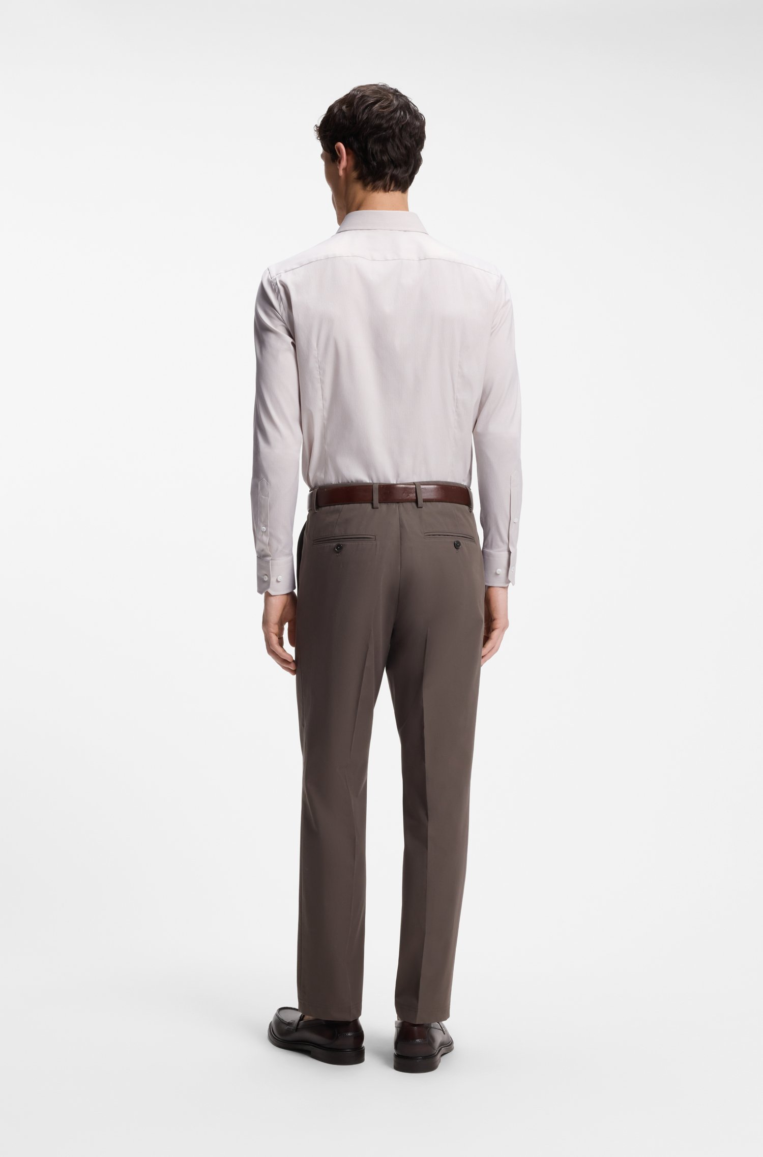 Boss Slim-fit shirt in a structured cotton blend skjortor & blusar herr – bild 3