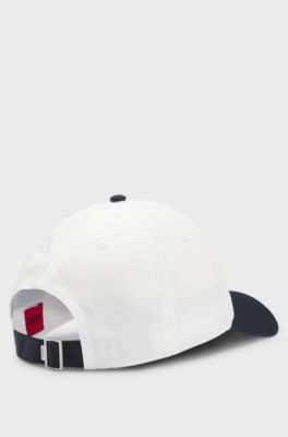 Soft six-panel cap with embroidered logo, White