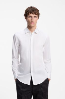 Slim-fit cotton shirt, White
