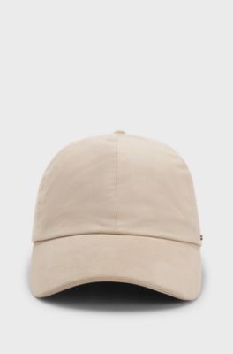 Cotton-gabardine cap with suede visor, Light Beige