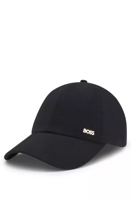 Casquette en velours côtelé en coton mélangé à logo en métal