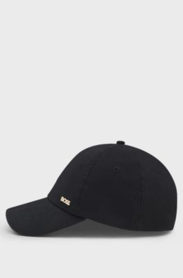Ribbed Corduroy Cap with Adjustable Buckle, Black