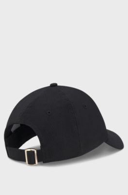 Ribbed Corduroy Cap with Adjustable Buckle, Black