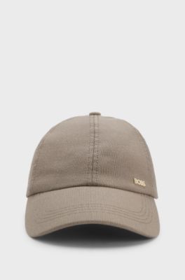 Ribbed Corduroy Cap with Adjustable Buckle, Light Brown