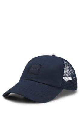Cotton-twill cap with mesh sides, Dark Blue