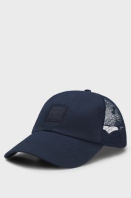 Cotton-twill cap with mesh sides, Dark Blue