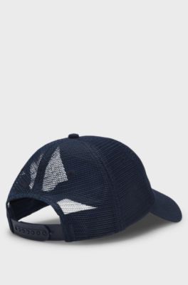 Cotton-twill cap with mesh sides, Dark Blue