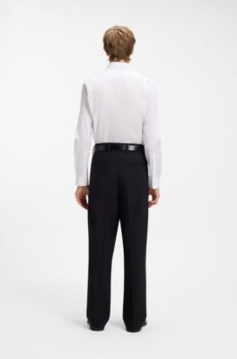 Relaxed-fit shirt in stretch cotton with embroidered artwork, White