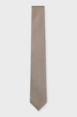 Patterned tie in Italian-made silk, Brown