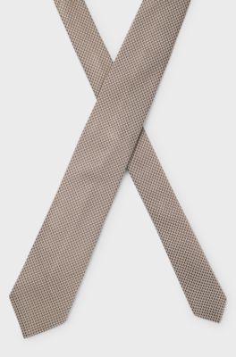 Patterned tie in Italian-made silk, Brown