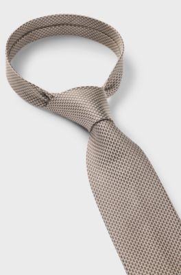Patterned tie in Italian-made silk, Brown