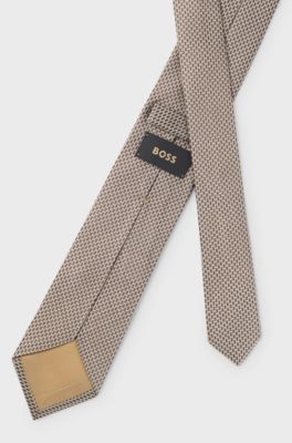 Patterned tie in Italian-made silk, Brown