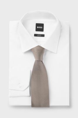 Patterned tie in Italian-made silk, Brown