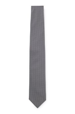 Patterned tie in Italian-made silk, Dark Blue