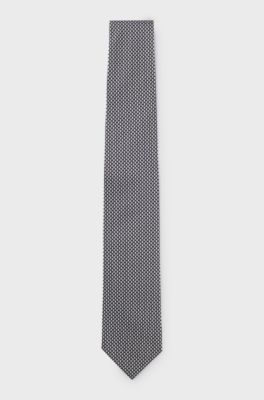 Stropdas van Italiaanse zijde met dessin, Donkerblauw