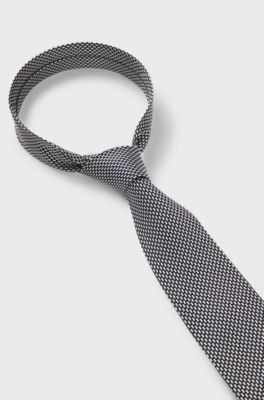 Patterned tie in Italian-made silk, Dark Blue