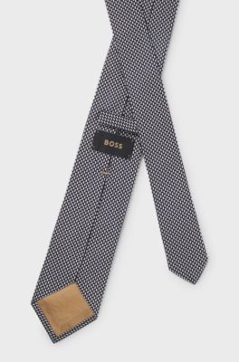 Patterned tie in Italian-made silk, Dark Blue