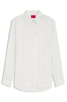 Oversized-fit shirt in striped canvas 1