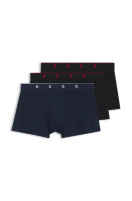 Jacquard trunks with exposed waistband, Black  /  Blue