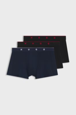 Korte boxer van jacquard met zichtbare tailleband, Zwart  /  blauw