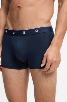 Jacquard trunks with exposed waistband, Black  /  Blue