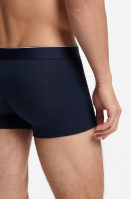 Jacquard trunks with exposed waistband, Black  /  Blue