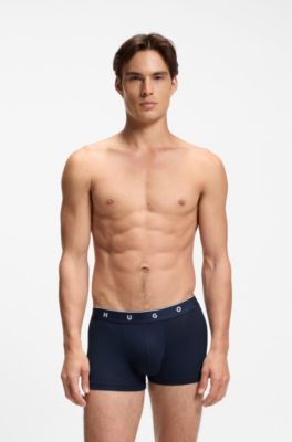 Jacquard trunks with exposed waistband, Black  /  Blue