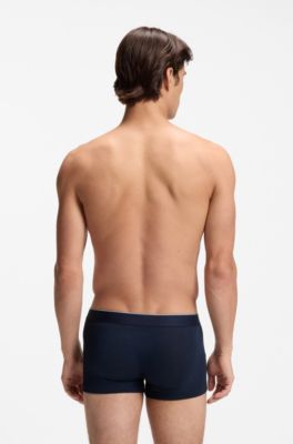 Jacquard trunks with exposed waistband, Black  /  Blue